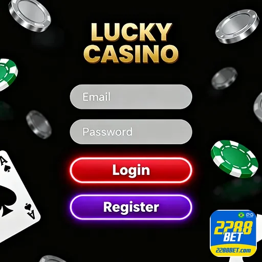 Tela de login de cassino com banner de bônus e promoções